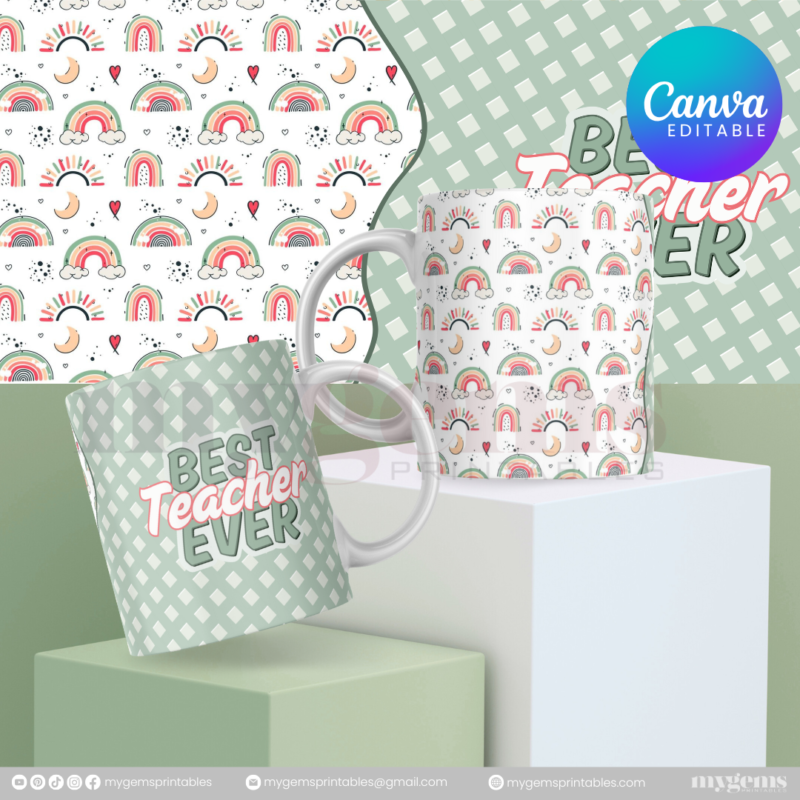 30 Designs | Teacher's Day Mug Design Template  | Canva Editable - Image 6