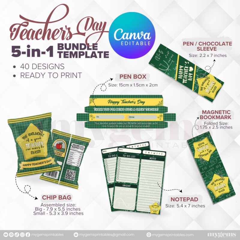 40 Designs | 5-in-1 Teacher's Day Bundle Template | Canva Editable - Image 22