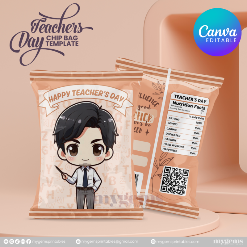 40 Designs | Teacher's Day Chip Bag Template | Canva Editable - Image 25