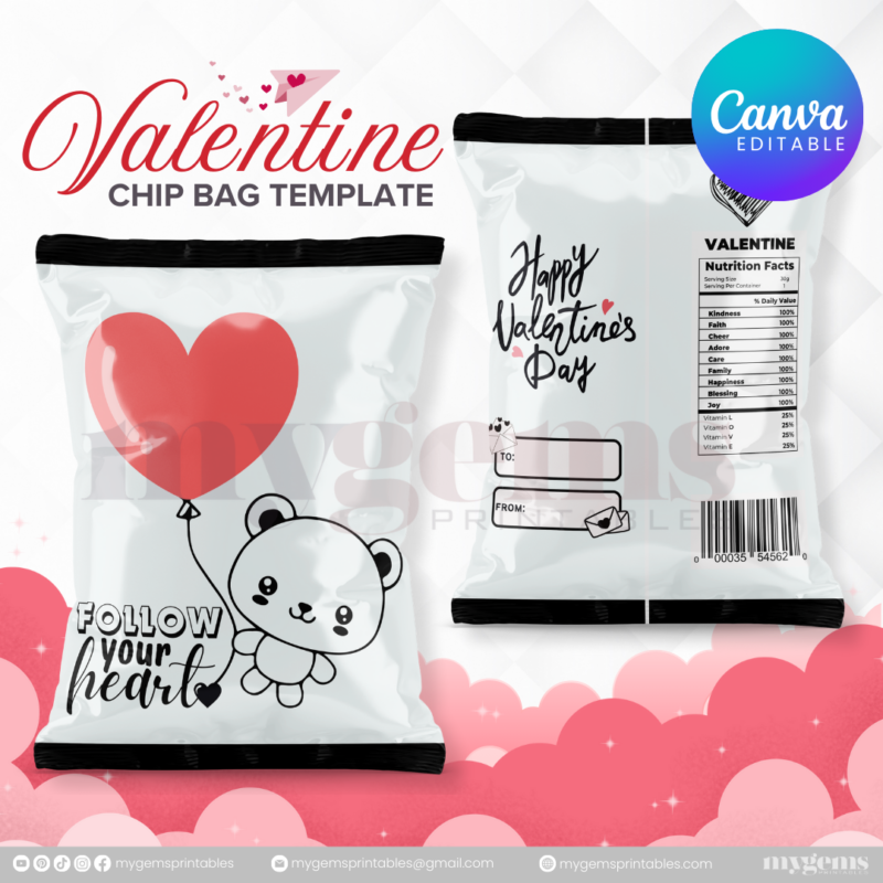 70+ Designs | Valentine Chip Bag Template | Canva PRO Editble - Image 49