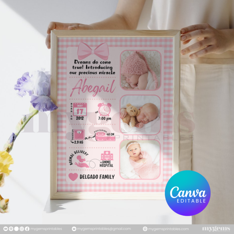 30+ Designs | Baby Birth Announcement Template | Canva PRO Editable - Image 2