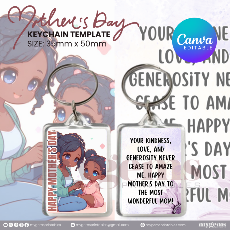 30+ Designs | Mother's Day Keychain Template | Canva Editable | Ready to Print - Image 12