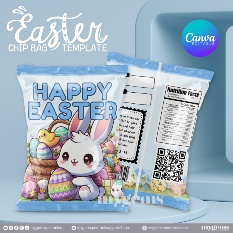 20 Designs | Easter Chip Bag Template | Canva PRO Editable | Ready to Print - Image 7