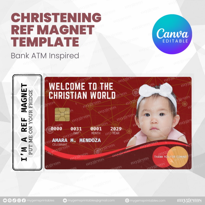 60+ Designs | Bank-Inspired Christening Ref Magnet Template | Canva Editable - Image 30
