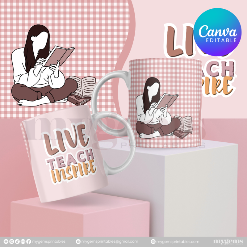 30 Designs | Teacher's Day Mug Design Template  | Canva Editable - Image 7