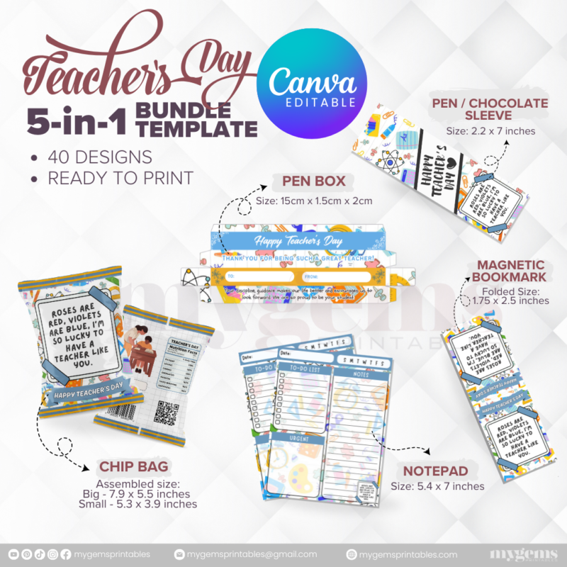 40 Designs | 5-in-1 Teacher's Day Bundle Template | Canva Editable - Image 23