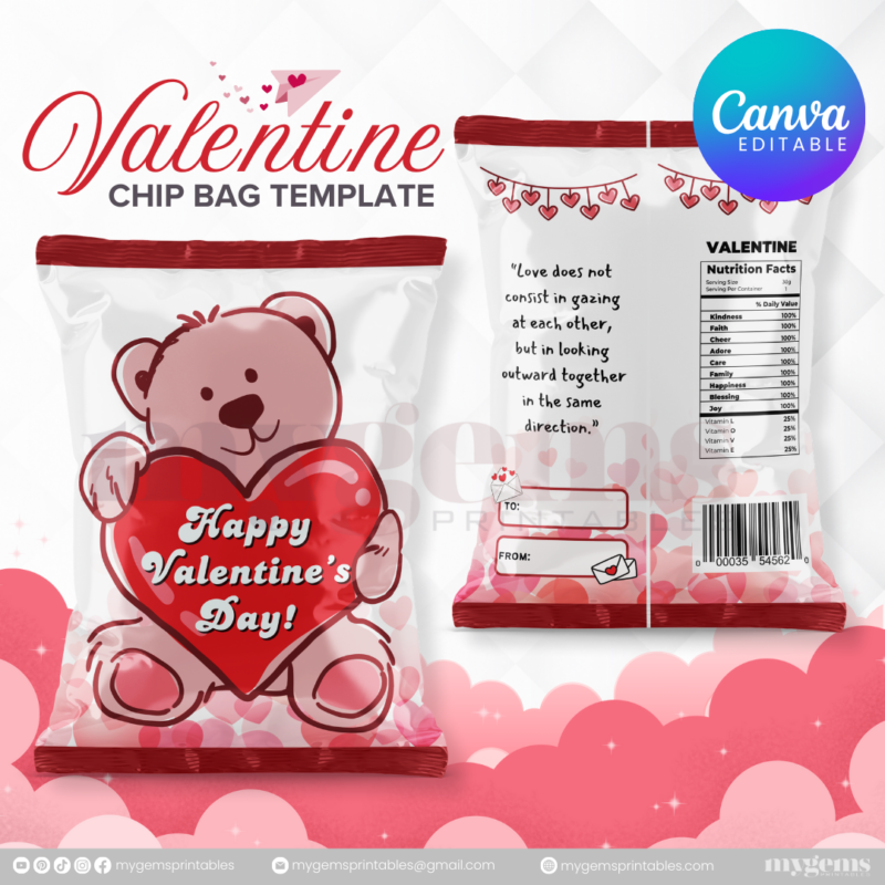 70+ Designs | Valentine Chip Bag Template | Canva PRO Editble - Image 50