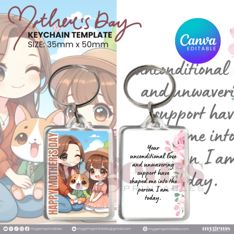 30+ Designs | Mother's Day Keychain Template | Canva Editable | Ready to Print - Image 13