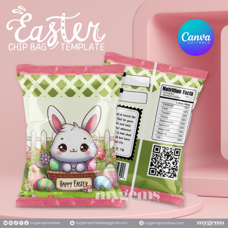 20 Designs | Easter Chip Bag Template | Canva PRO Editable | Ready to Print - Image 8