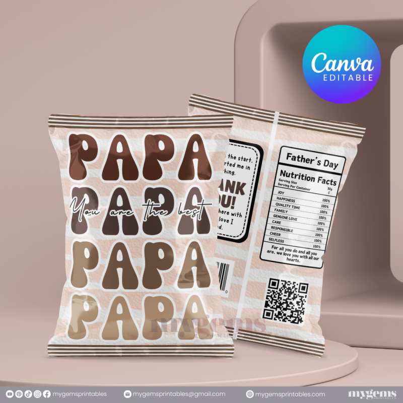 30+ Designs | Father's Day Chip Bag Template | Canva Editable | Ready to Print - Image 13