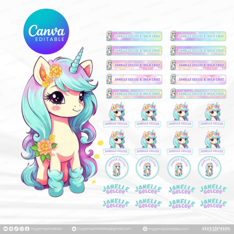 60+ Designs | Name Sticker Template | Ready-To-Print | Canva Editable - Image 41