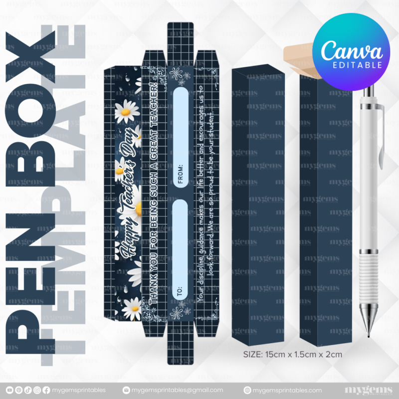 40 Designs | Teacher's Day Pen Box Template | Canva Editable - Image 6