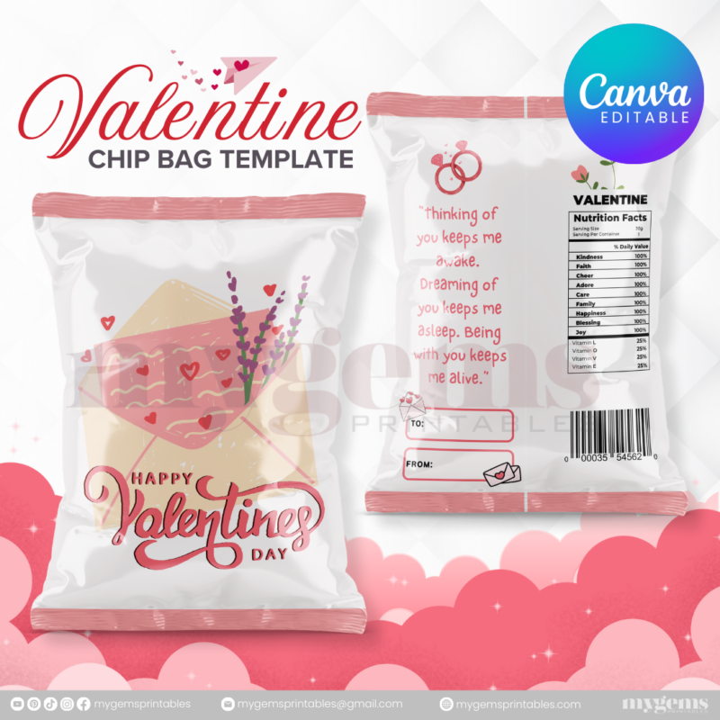 70+ Designs | Valentine Chip Bag Template | Canva PRO Editble - Image 51