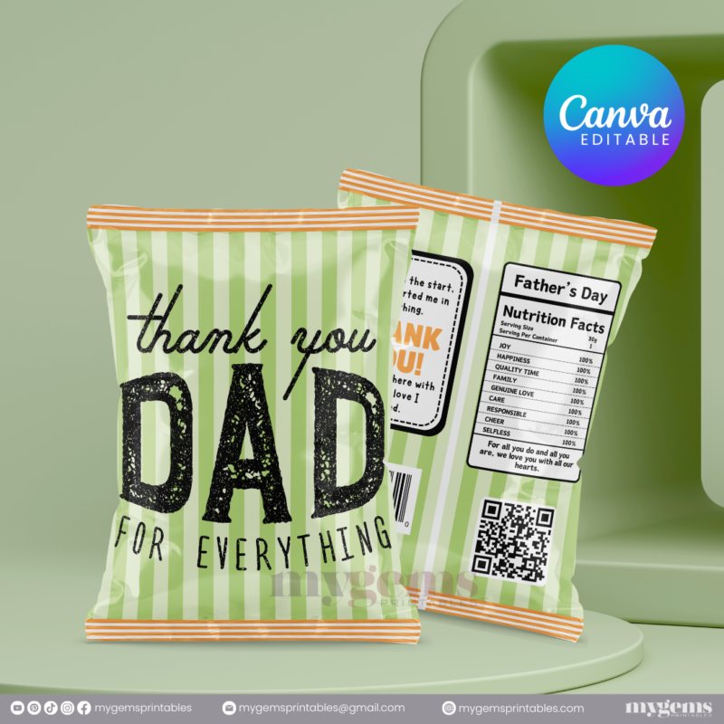 30+ Designs | Father's Day Chip Bag Template | Canva Editable | Ready to Print - Image 14