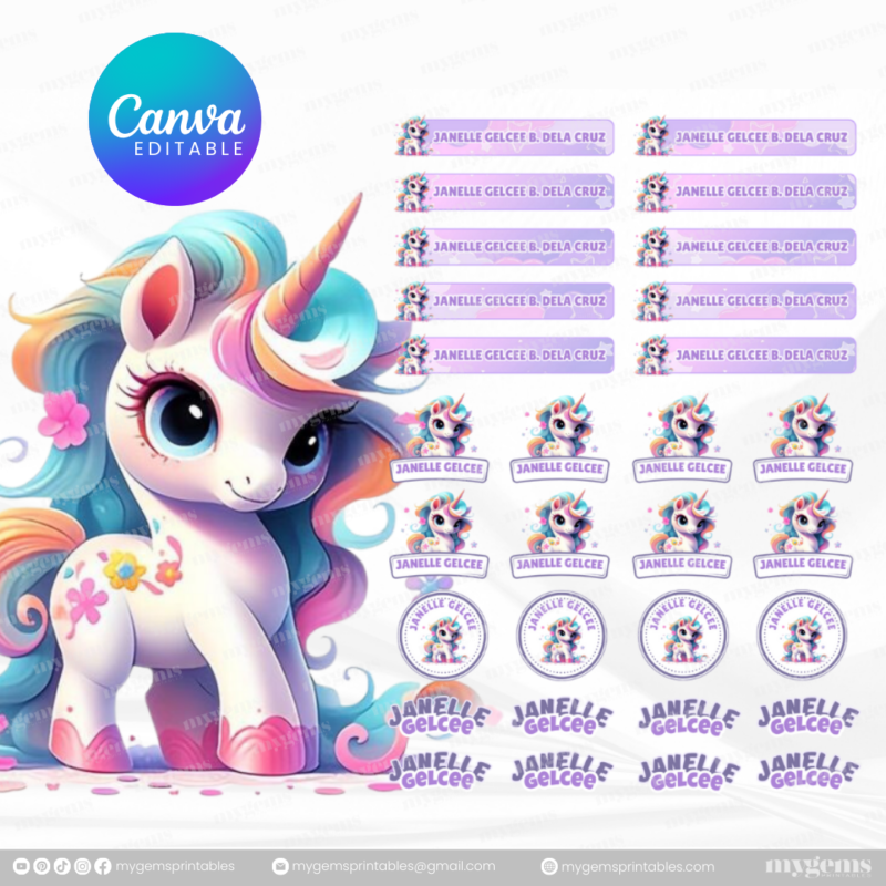 60+ Designs | Name Sticker Template | Ready-To-Print | Canva Editable - Image 42
