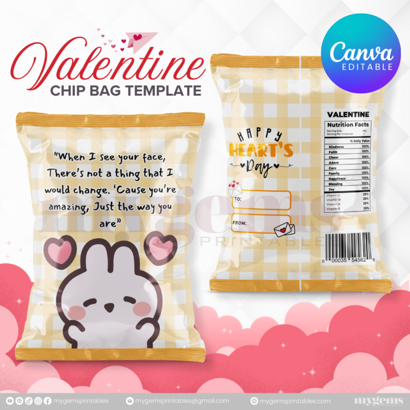 70+ Designs | Valentine Chip Bag Template | Canva PRO Editble - Image 52