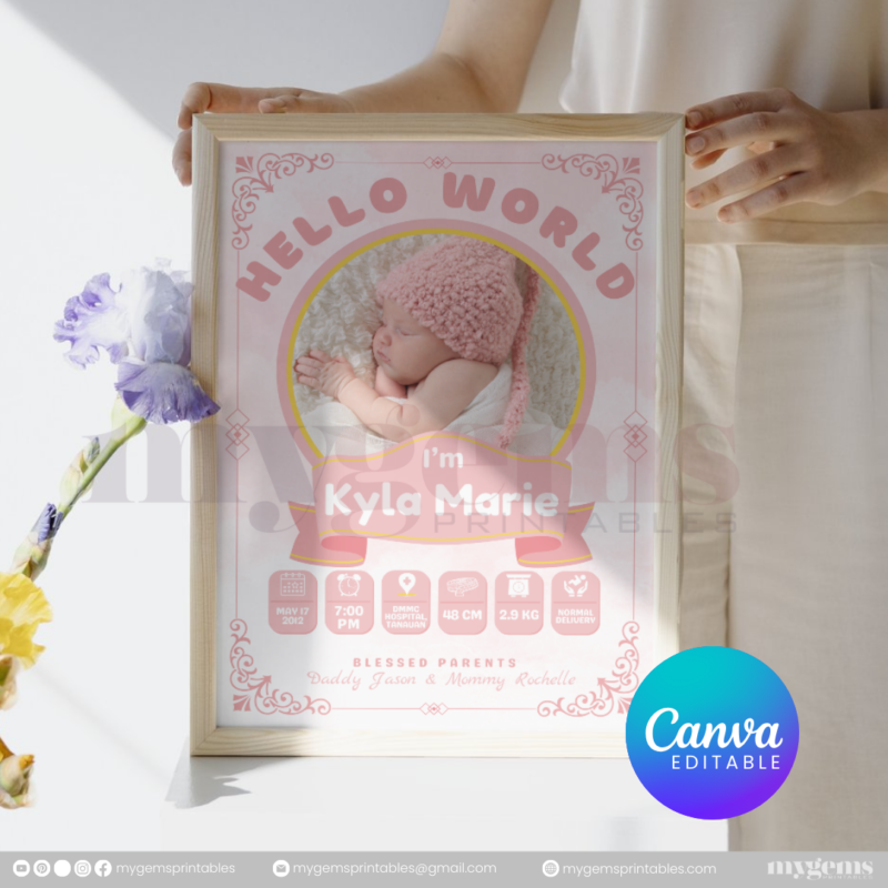 30+ Designs | Baby Birth Announcement Template | Canva PRO Editable - Image 5