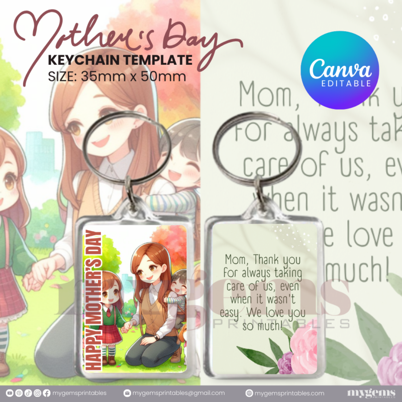 30+ Designs | Mother's Day Keychain Template | Canva Editable | Ready to Print - Image 30