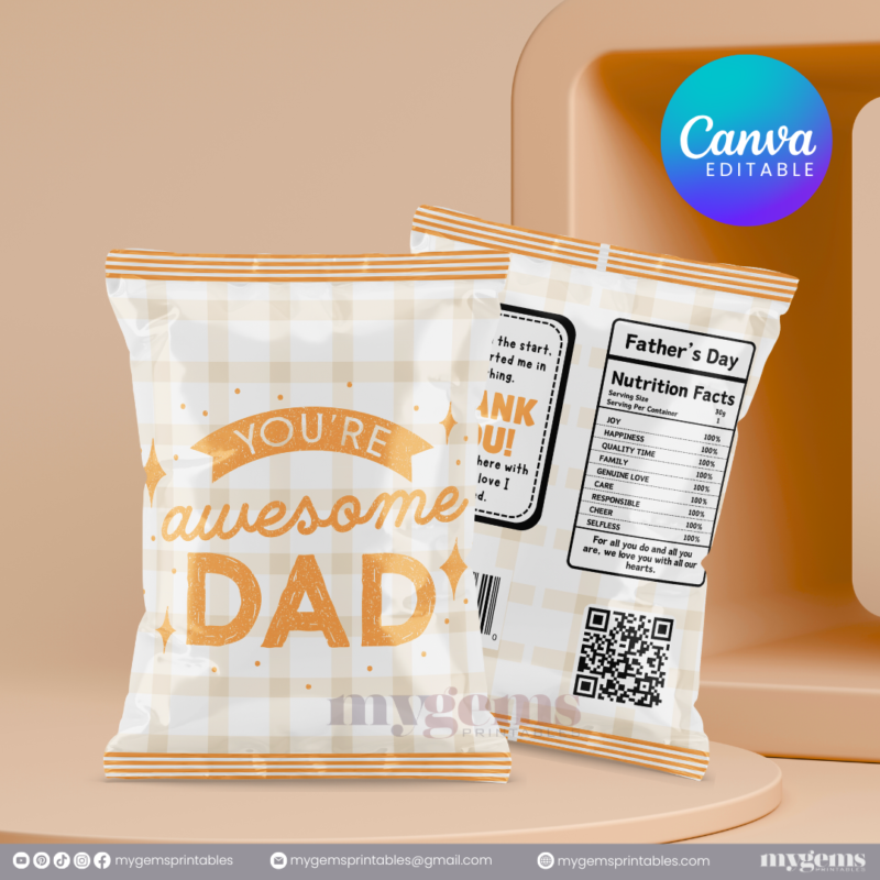 30+ Designs | Father's Day Chip Bag Template | Canva Editable | Ready to Print - Image 15