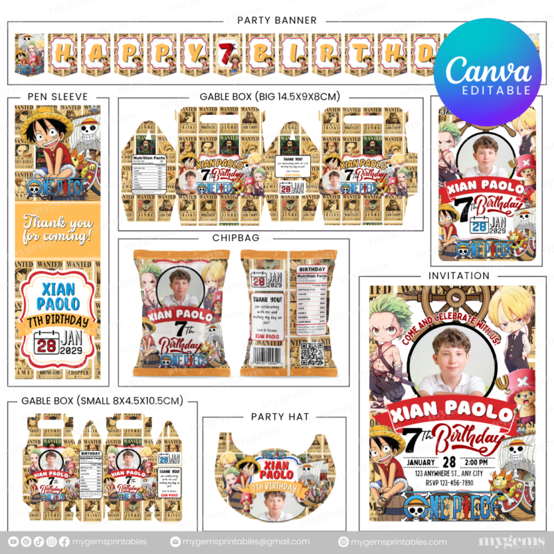 40 Designs | Cartoon-Anime-Chibi Themed Birthday Bundle Template | Canva Editable - Image 29