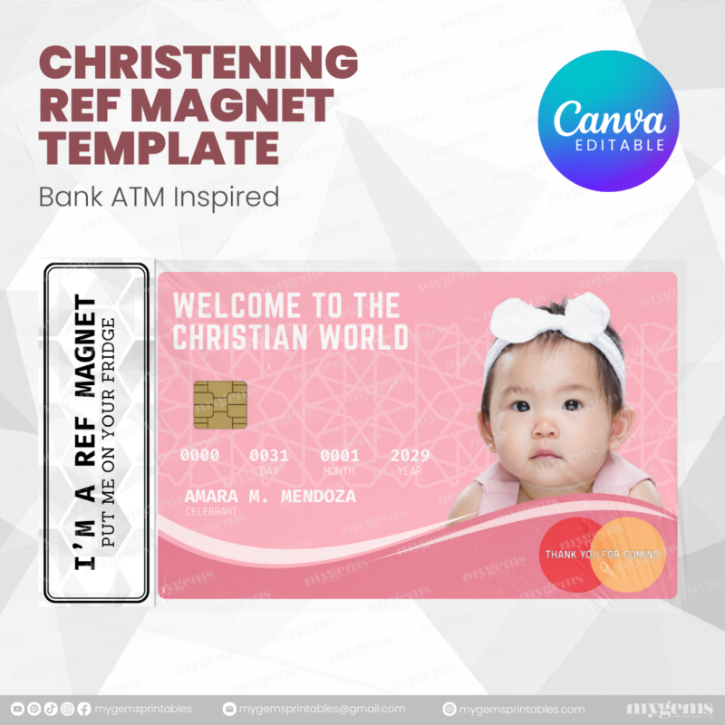 60+ Designs | Bank-Inspired Christening Ref Magnet Template | Canva Editable - Image 33