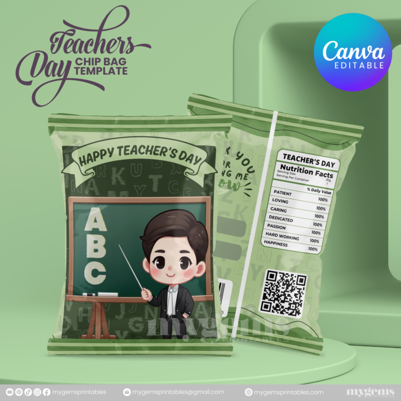 40 Designs | Teacher's Day Chip Bag Template | Canva Editable - Image 29