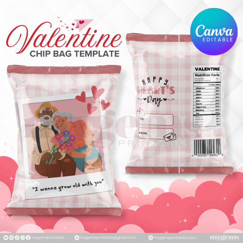 70+ Designs | Valentine Chip Bag Template | Canva PRO Editble - Image 53