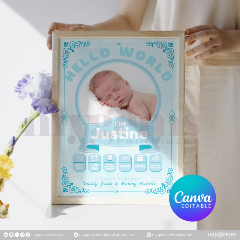 30+ Designs | Baby Birth Announcement Template | Canva PRO Editable - Image 6