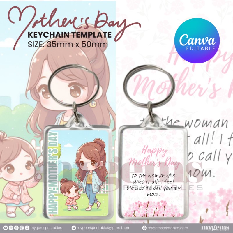 30+ Designs | Mother's Day Keychain Template | Canva Editable | Ready to Print - Image 31