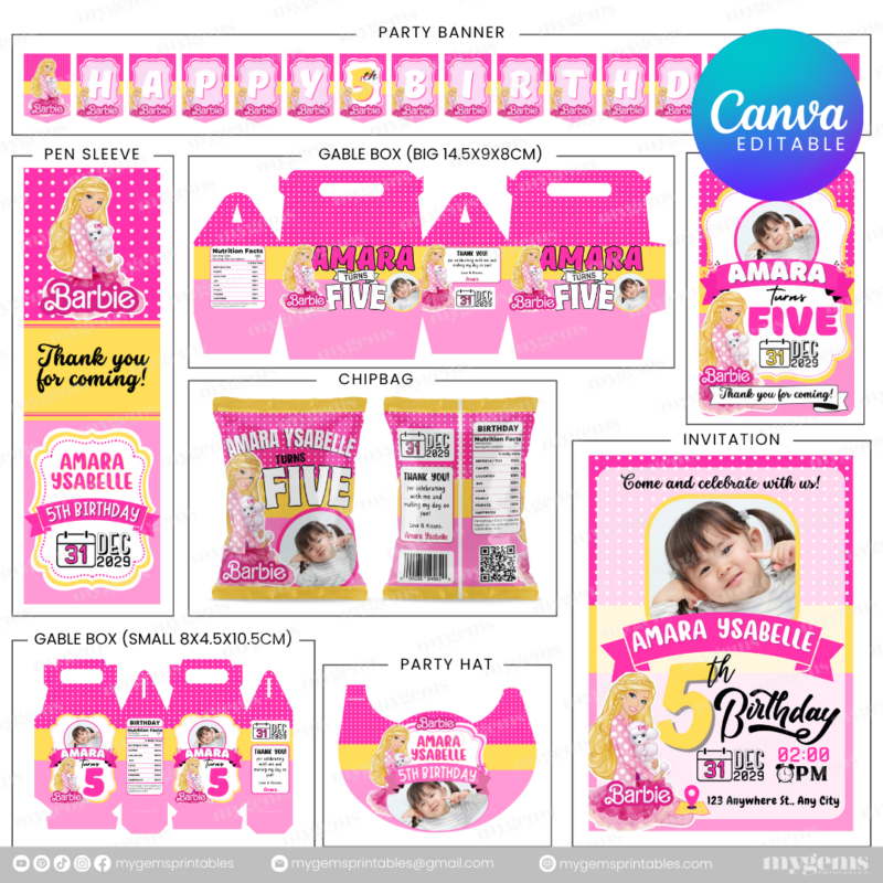 40 Designs | Cartoon-Anime-Chibi Themed Birthday Bundle Template | Canva Editable - Image 3