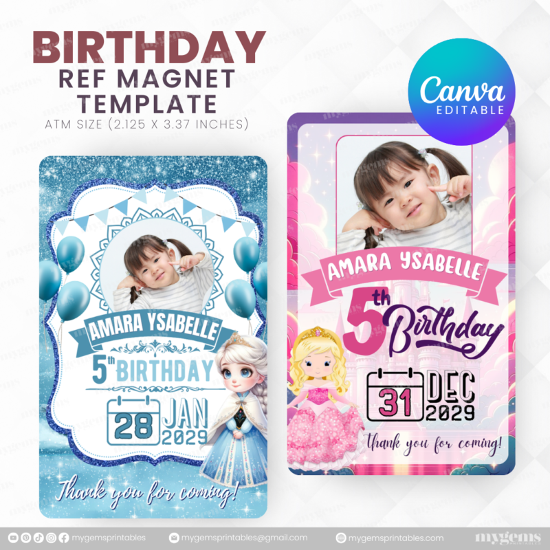 40 Designs | Cartoon-Anime-Chibi Themed Birthday Ref Magnet Template | Canva Editable - Image 3