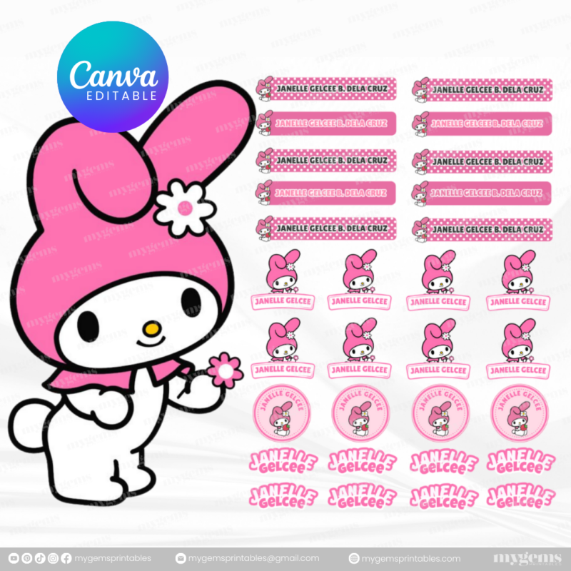 60+ Designs | Name Sticker Template | Ready-To-Print | Canva Editable - Image 65