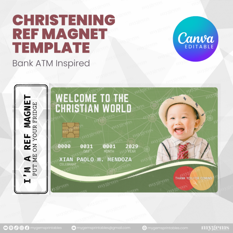 60+ Designs | Bank-Inspired Christening Ref Magnet Template | Canva Editable - Image 50