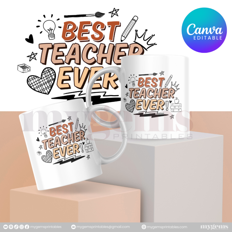 30 Designs | Teacher's Day Mug Design Template  | Canva Editable - Image 14