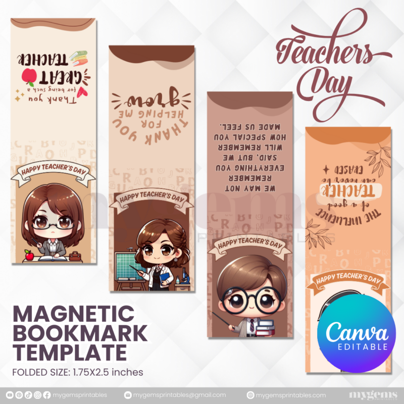 40 Designs | Teacher's Day Magnetic Bookmark Template  | Canva Editable | Ready to Print - Image 3