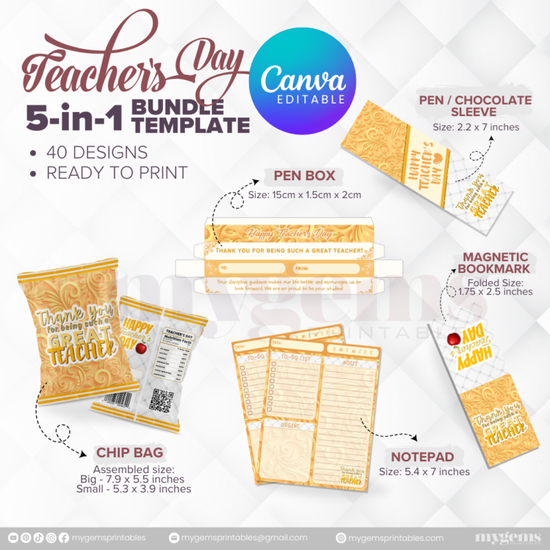 40 Designs | 5-in-1 Teacher's Day Bundle Template | Canva Editable - Image 37