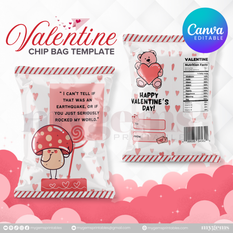 70+ Designs | Valentine Chip Bag Template | Canva PRO Editble - Image 68