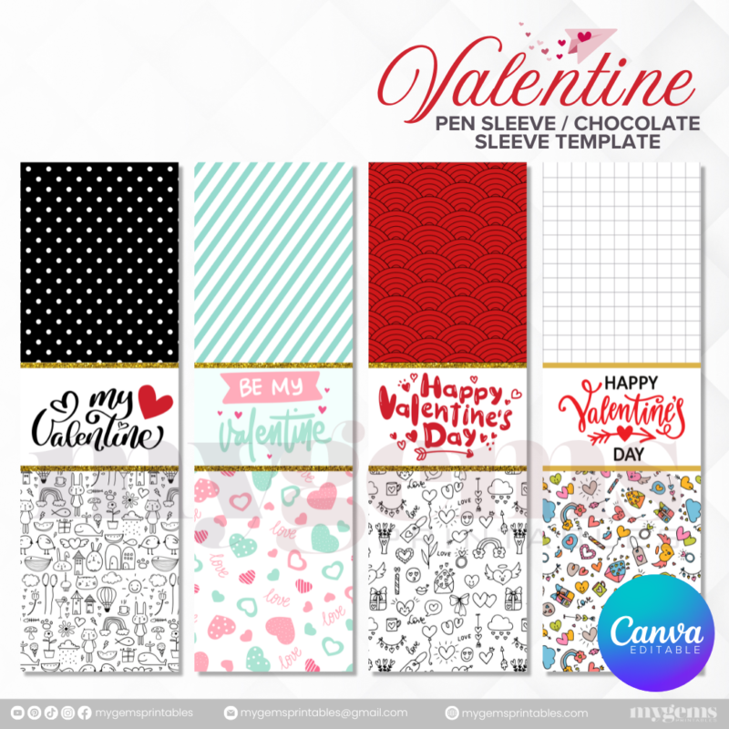 50+ Designs | Valentine Pen Sleeve - Chocolate Sleeve Template | Canva PRO Editble - Image 11