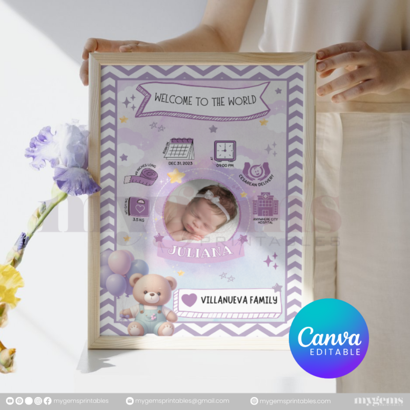 30+ Designs | Baby Birth Announcement Template | Canva PRO Editable - Image 31