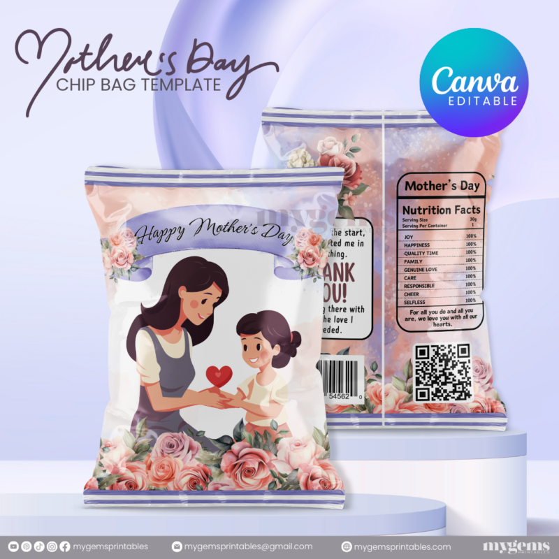 20 Designs | Mother's Day Chip Bag Template | Canva PRO Editable | Ready to Print - Image 3