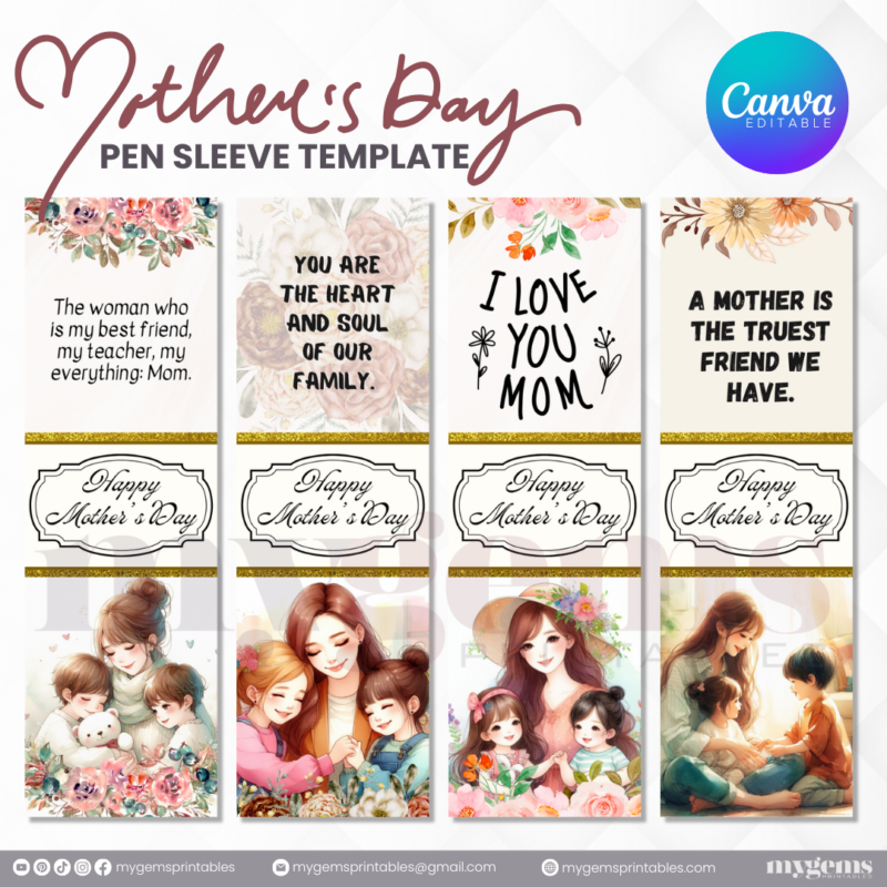 40+ Designs | Mother's Day Pen Sleeve Template | Canva Editable | Ready to Print - Image 8