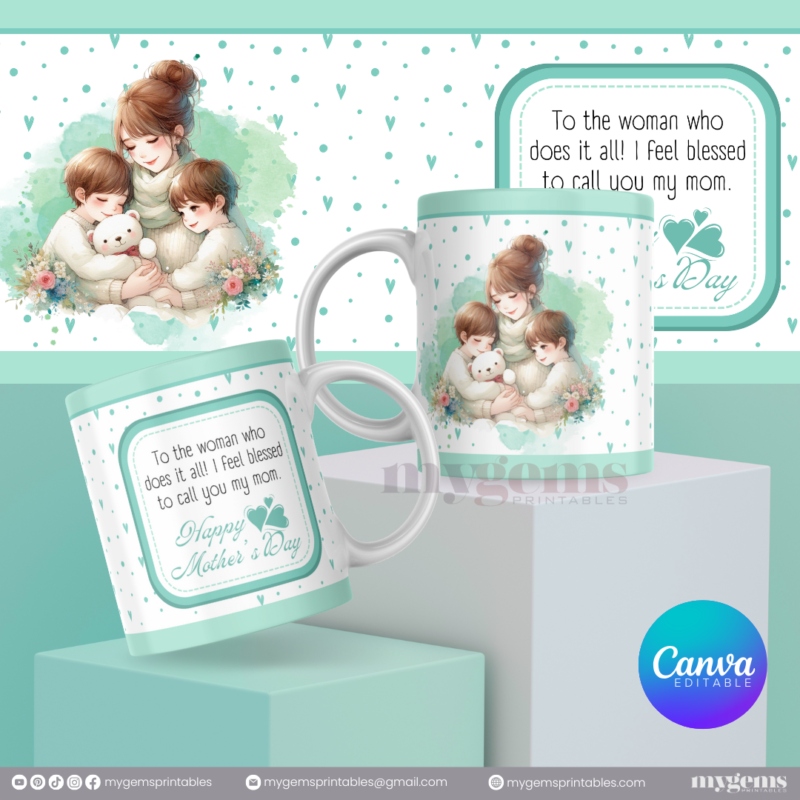 20 Designs | Mother's Day Mug Design Template 11oz | Canva Editable | Ready to Print - Image 11