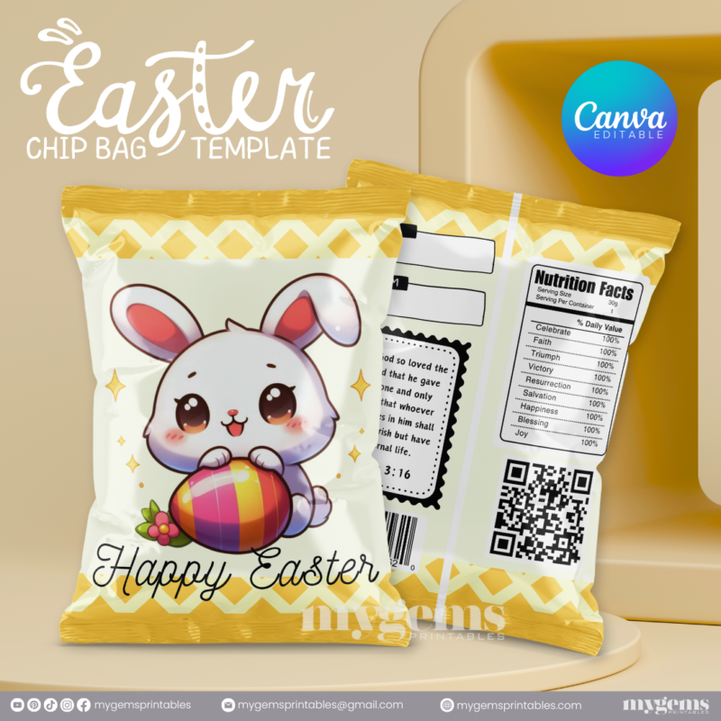 20 Designs | Easter Chip Bag Template | Canva PRO Editable | Ready to Print - Image 3