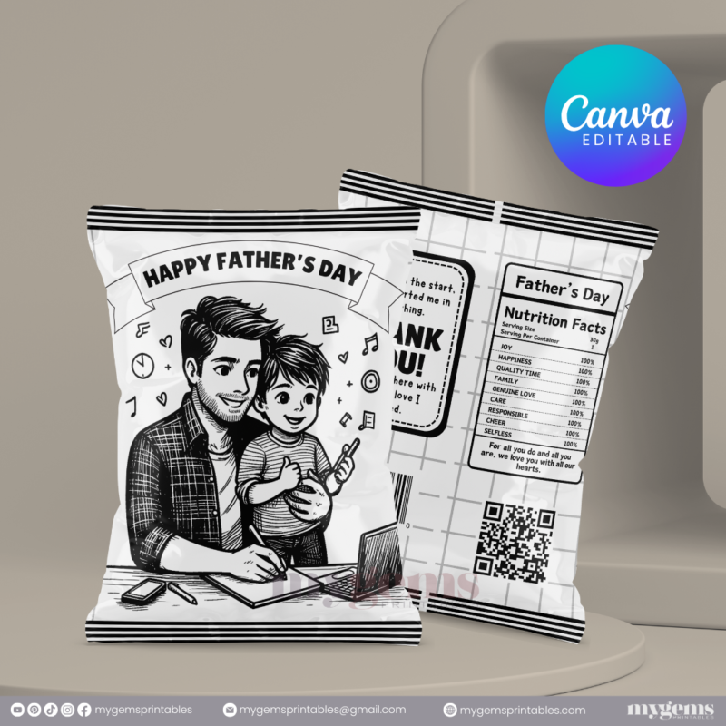 30+ Designs | Father's Day Chip Bag Template | Canva Editable | Ready to Print - Image 22