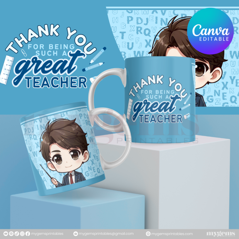 30 Designs | Teacher's Day Mug Design Template  | Canva Editable - Image 11