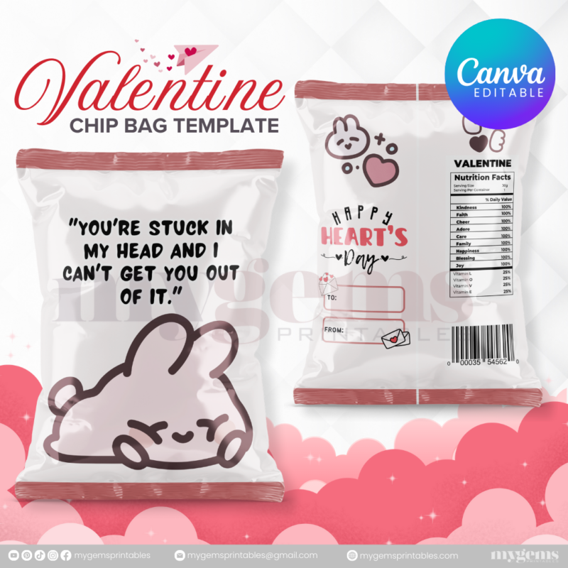 70+ Designs | Valentine Chip Bag Template | Canva PRO Editble - Image 54