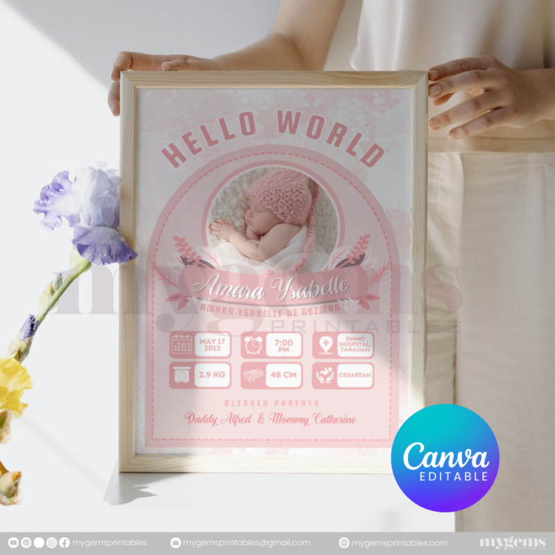 30+ Designs | Baby Birth Announcement Template | Canva PRO Editable - Image 7