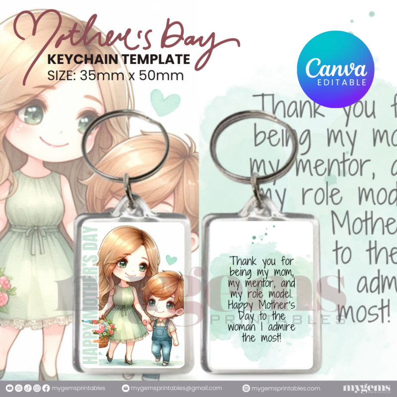 30+ Designs | Mother's Day Keychain Template | Canva Editable | Ready to Print - Image 32