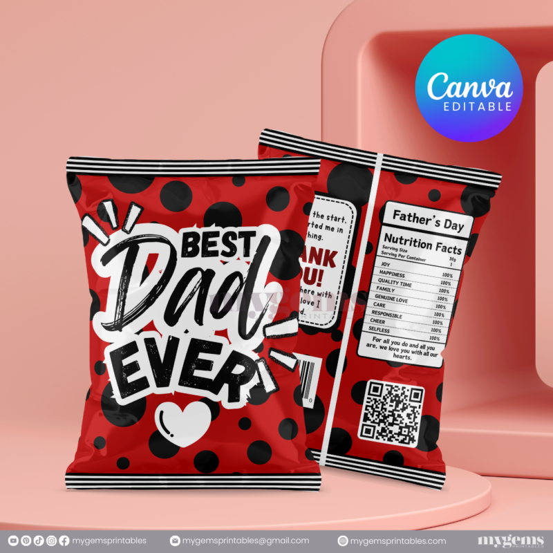 30+ Designs | Father's Day Chip Bag Template | Canva Editable | Ready to Print - Image 17