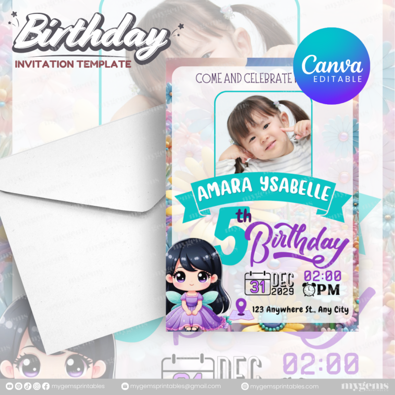 51 Designs | Cartoon-Anime-Chibi Themed Birthday Invitation Template | Canva Editable - Image 23